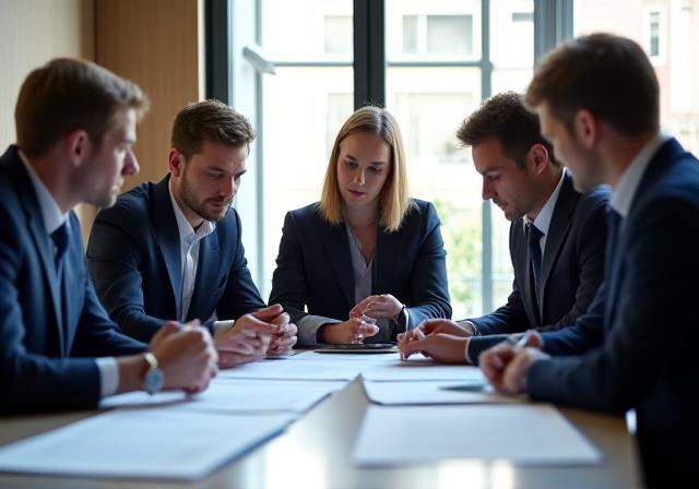 Borealis Lex team discussing legal documents in a professional London office setting
